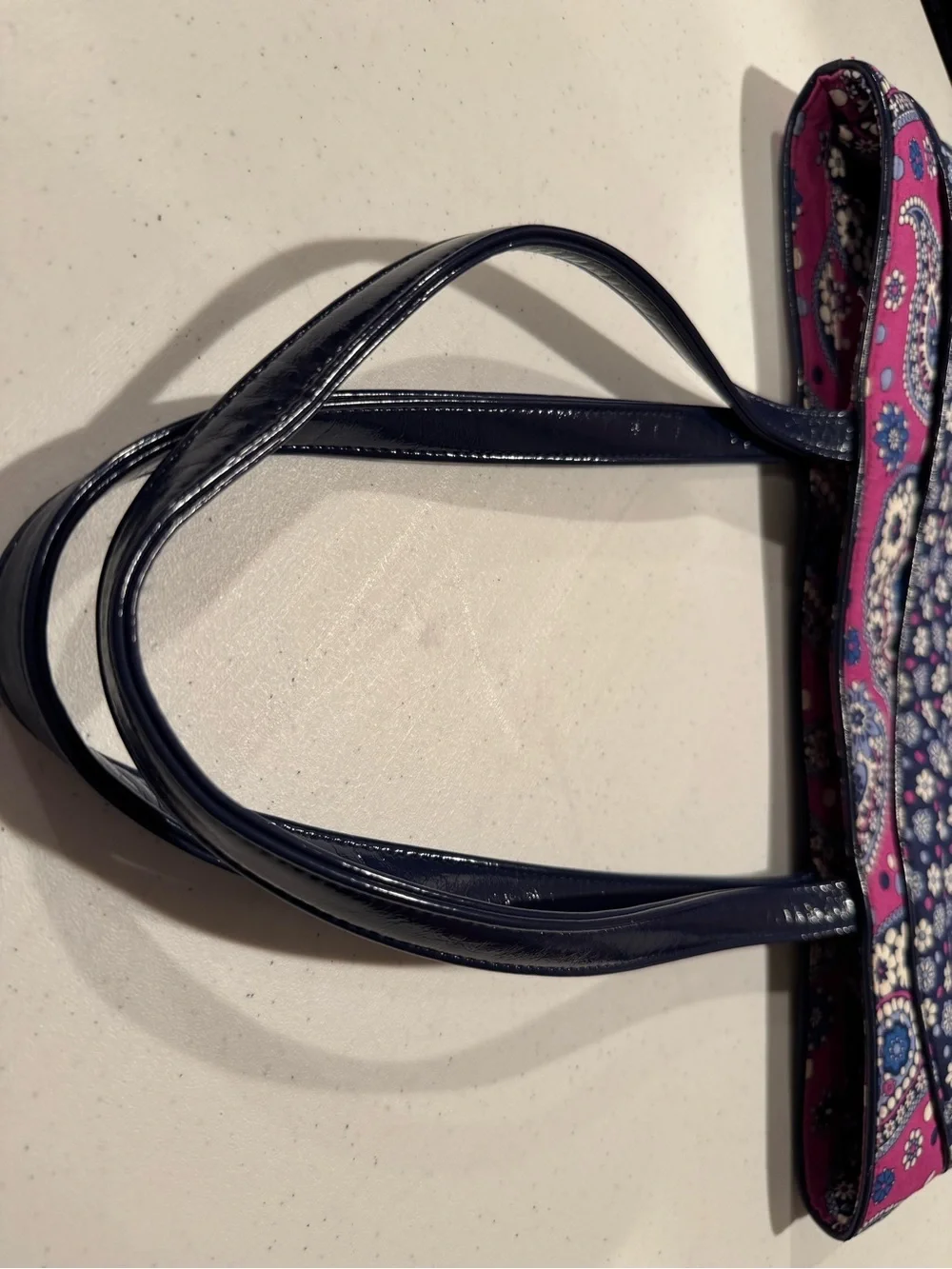Vera Bradley Navy and Pink Tote Bag - Floral Paisley Design